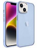 Eiroo Luxe iPhone 14 Buzlu Silikon Kenarl Lila Rubber Klf