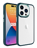 Eiroo Luxe iPhone 15 Pro Max Silikon Kenarl Koyu Yeil Rubber Klf