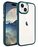 Eiroo Luxe iPhone 15 Silikon Kenarl Koyu Yeil Rubber Klf