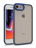 Eiroo Luxe iPhone 7 / 8 Silikon Kenarl Lacivert Rubber Klf
