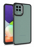 Eiroo Luxe Samsung Galaxy A12 / M12 Siyah Silikon Kenarl Rubber Klf