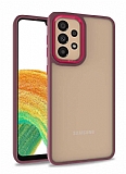 Eiroo Luxe Samsung Galaxy A33 5G Krmz Silikon Kenarl Rubber Klf