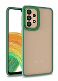 Eiroo Luxe Samsung Galaxy A33 5G Yeil Silikon Kenarl Rubber Klf