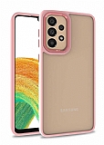 Eiroo Luxe Samsung Galaxy A72 Pembe Silikon Kenarl Rubber Klf
