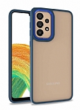 Eiroo Luxe Samsung Galaxy A72 Lacivert Silikon Kenarl Rubber Klf