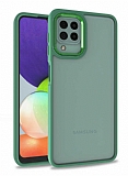 Eiroo Luxe Samsung Galaxy M22 Yeil Silikon Kenarl Rubber Klf