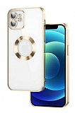 Eiroo Luxury Clear iPhone 11 Kamera Korumal Gold Silikon Klf