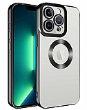 Eiroo Luxury Clear iPhone 14 Pro Kamera Korumal Siyah Silikon Klf