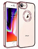 Eiroo Luxury Clear iPhone 7 / 8 Kamera Korumal Rose Gold Silikon Klf