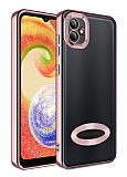 Eiroo Luxury Clear Samsung Galaxy A04 Kamera Korumal Rose Gold Silikon Klf