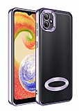 Eiroo Luxury Clear Samsung Galaxy A04 Kamera Korumal Lila Silikon Klf