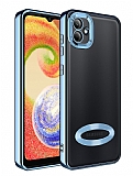 Eiroo Luxury Clear Samsung Galaxy A04 Kamera Korumal Mavi Silikon Klf