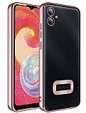 Eiroo Luxury Clear Samsung Galaxy A04e Kamera Korumal Rose Gold Silikon Klf