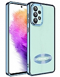 Eiroo Luxury Clear Samsung Galaxy A53 5G Kamera Korumal Mavi Silikon Klf