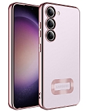 Eiroo Luxury Clear Samsung Galaxy S23 Kamera Korumal Rose Gold Silikon Klf