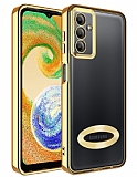 Eiroo Luxury Clear Samsung Galaxy A04S Kamera Korumal Gold Silikon Klf