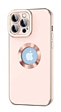 Eiroo Luxury Protection iPhone 12 Pro Kamera Korumal Pembe Silikon Klf