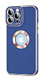Eiroo Luxury Protection iPhone 12 Pro Max Kamera Korumal Lacivert Silikon Klf