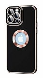 Eiroo Luxury Protection iPhone 12 Pro Max Kamera Korumal Siyah Silikon Klf