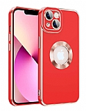 Eiroo Luxury Protection iPhone 13 Kamera Korumal Krmz Silikon Klf