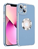 Eiroo Luxury Protection iPhone 13 Kamera Korumal Mavi Silikon Klf
