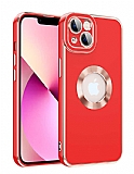 Eiroo Luxury Protection iPhone 14 Plus Kamera Korumal Krmz Silikon Klf