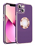 Eiroo Luxury Protection iPhone 14 Plus Kamera Korumal Mor Silikon Klf