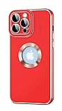 Eiroo Luxury Protection iPhone 14 Pro Kamera Korumal Krmz Silikon Klf