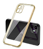 Eiroo Matte Crystal iPhone 12 Kamera Korumal Gold Rubber Klf