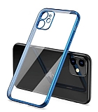 Eiroo Matte Crystal iPhone 12 Kamera Korumal Mavi Rubber Klf