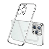 Eiroo Matte Crystal iPhone 13 Pro Max Kamera Korumal Silver Rubber Klf