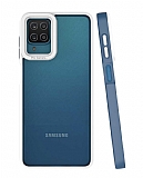 Eiroo Mima Samsung Galaxy A12 / M12 Kamera Korumal Lacivert Rubber Klf