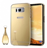Eiroo Mirror Samsung Galaxy S8 Metal Kenarl Aynal Gold Rubber Klf