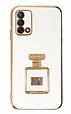 Eiroo Oppo A74 4G Aynal Parfm Standl Beyaz Silikon Klf