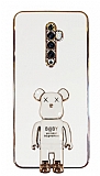 Eiroo Oppo Reno2 Z Baby Bear Standl Beyaz Silikon Klf