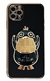 Eiroo rdek iPhone 11 Pro Max Standl Siyah Silikon Klf
