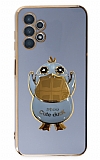 Eiroo rdek Samsung Galaxy A52 5G Standl Mavi Silikon Klf