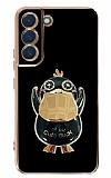 Eiroo rdek Samsung Galaxy S21 Plus Standl Siyah Silikon Klf