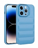 Eiroo Puffer iPhone 14 Pro Max Parlak Mavi Silikon Klf