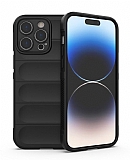 Eiroo Puffer iPhone 15 Pro Siyah Silikon Klf