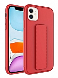 Eiroo Qstand iPhone 11 Krmz Silikon Klf