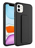 Eiroo Qstand iPhone 11 Siyah Silikon Klf