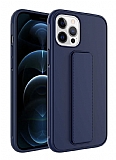 Eiroo Qstand iPhone 12 Pro Max Lacivert Silikon Klf