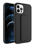 Eiroo Qstand iPhone 12 Pro Siyah Silikon Klf