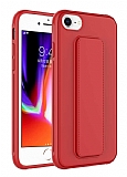 Eiroo Qstand iPhone SE 2020 Krmz Silikon Klf