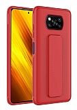 Eiroo Qstand Xiaomi Poco X3 / X3 Pro Krmz Silikon Klf