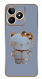 Eiroo Kitty Realme C53 Standl Kamera Korumal Mavi Silikon Klf