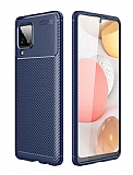 Eiroo Rugged Carbon Samsung Galaxy M12 Lacivert Silikon Klf