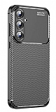 Eiroo Rugged Carbon Samsung Galaxy A55 Siyah Silikon Klf