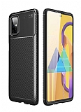 Eiroo Rugged Carbon Samsung Galaxy M51 Siyah Silikon Klf